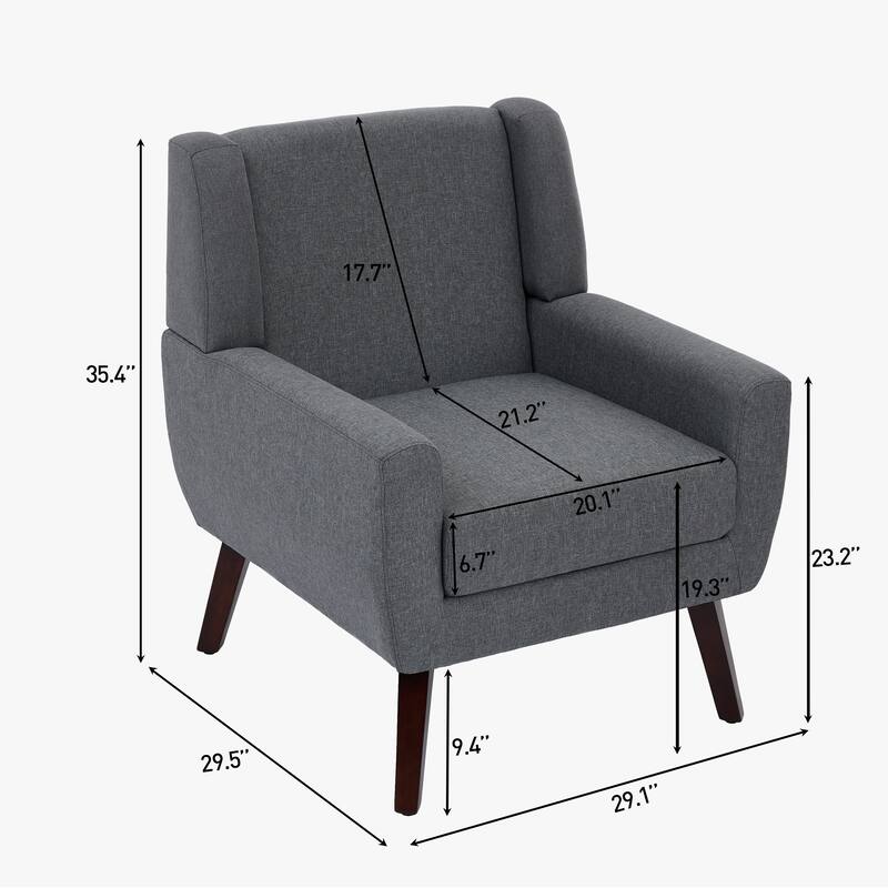 Modern Upholstered Linen Armchair Accent Chair Set of 2