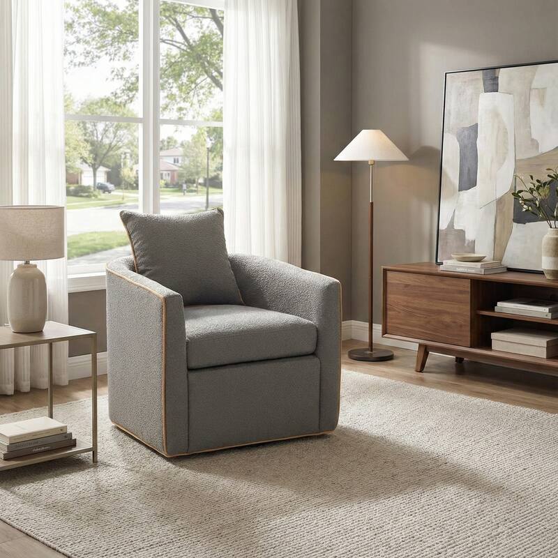 Christopher Knight Home - Averly Modern Upholstered Swivel Accent Chair with Curved Arms - Light Grey