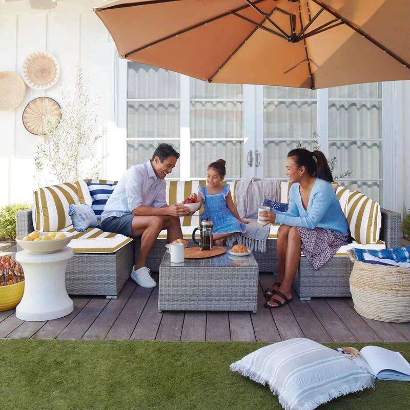 14pcs Outdoor Couch Cushions,4" Waterproof Sectional Rattan Conversation Set Cushions(Only Cushions+Covers,No Sofa) - 14PCS