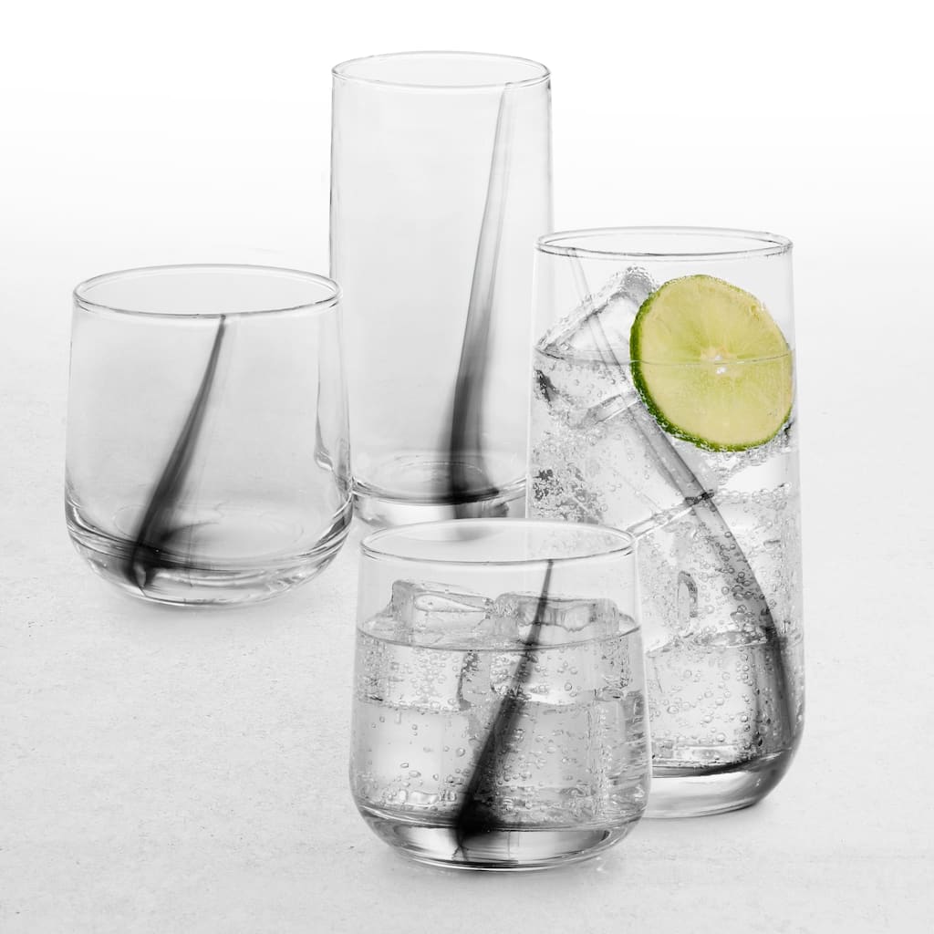 Libbey Ascent Black Ribbon 16 Piece Tumbler and Rocks Glass Set - Set of 16