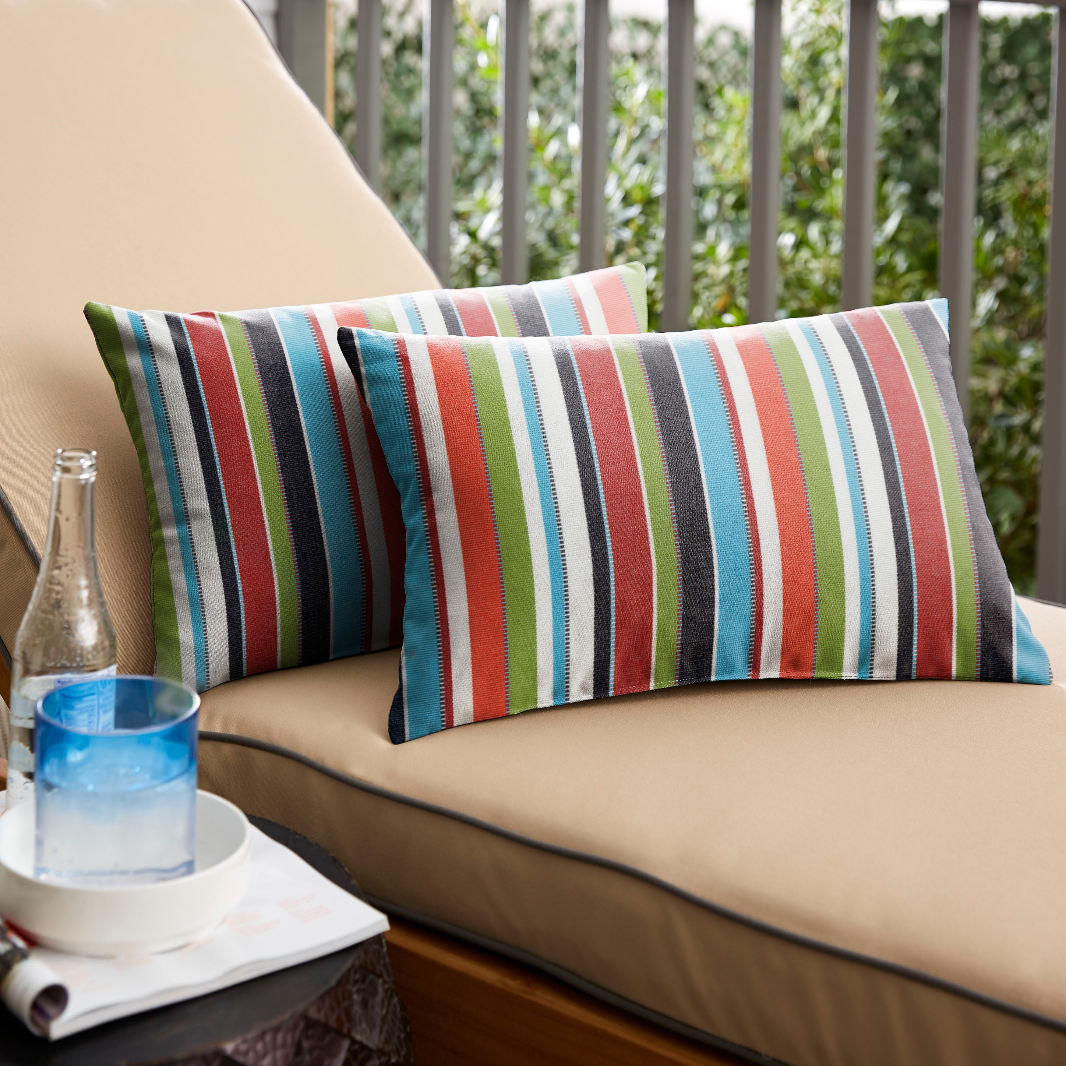 Sunbrella Outdoor Canvas Stripe Seville Fabric by The Yard, Seaside