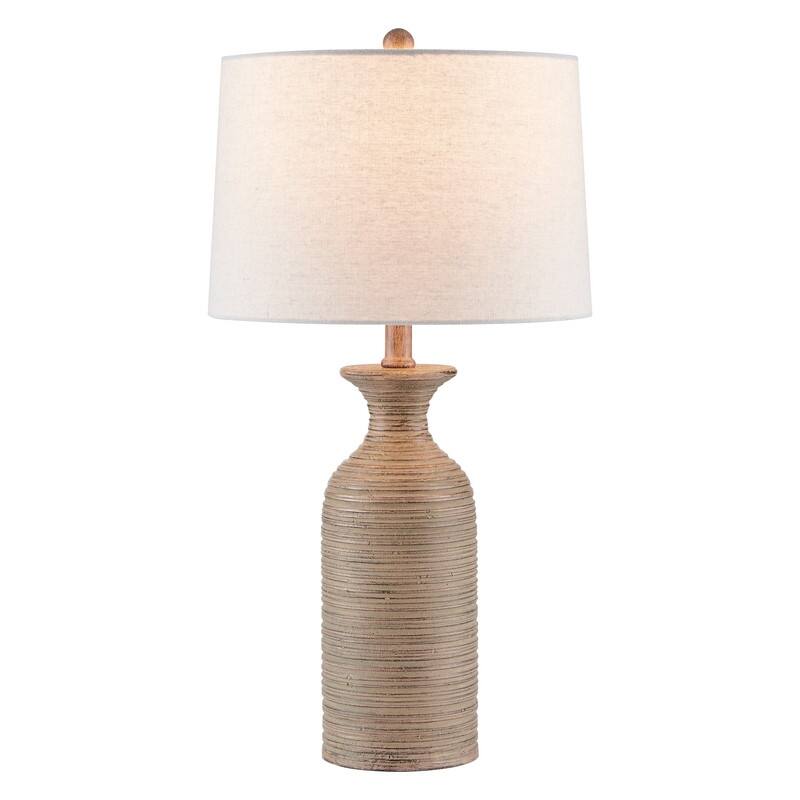 KAWOTI Farmhouse Resin Table Lamp with Drum Shade (Set of 2) - W12" x H23"