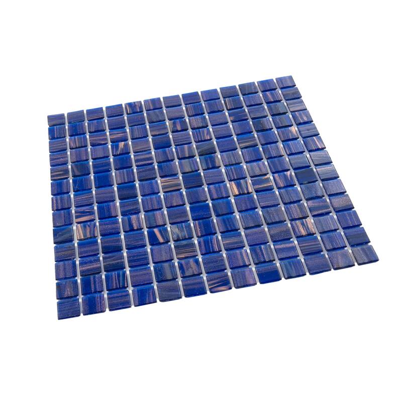 Apollo tile 12" x 12" Celestial Glossy Royal Blue Gold Glass Tile (20 sq ft/case) - 20 Pack