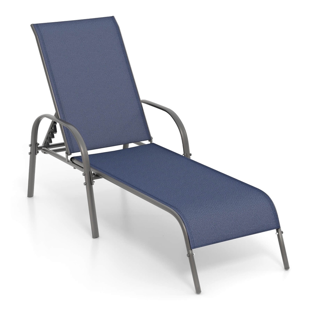 Costway Patio Lounge Chair Chaise Adjustable Reclining Armrest - See Details
