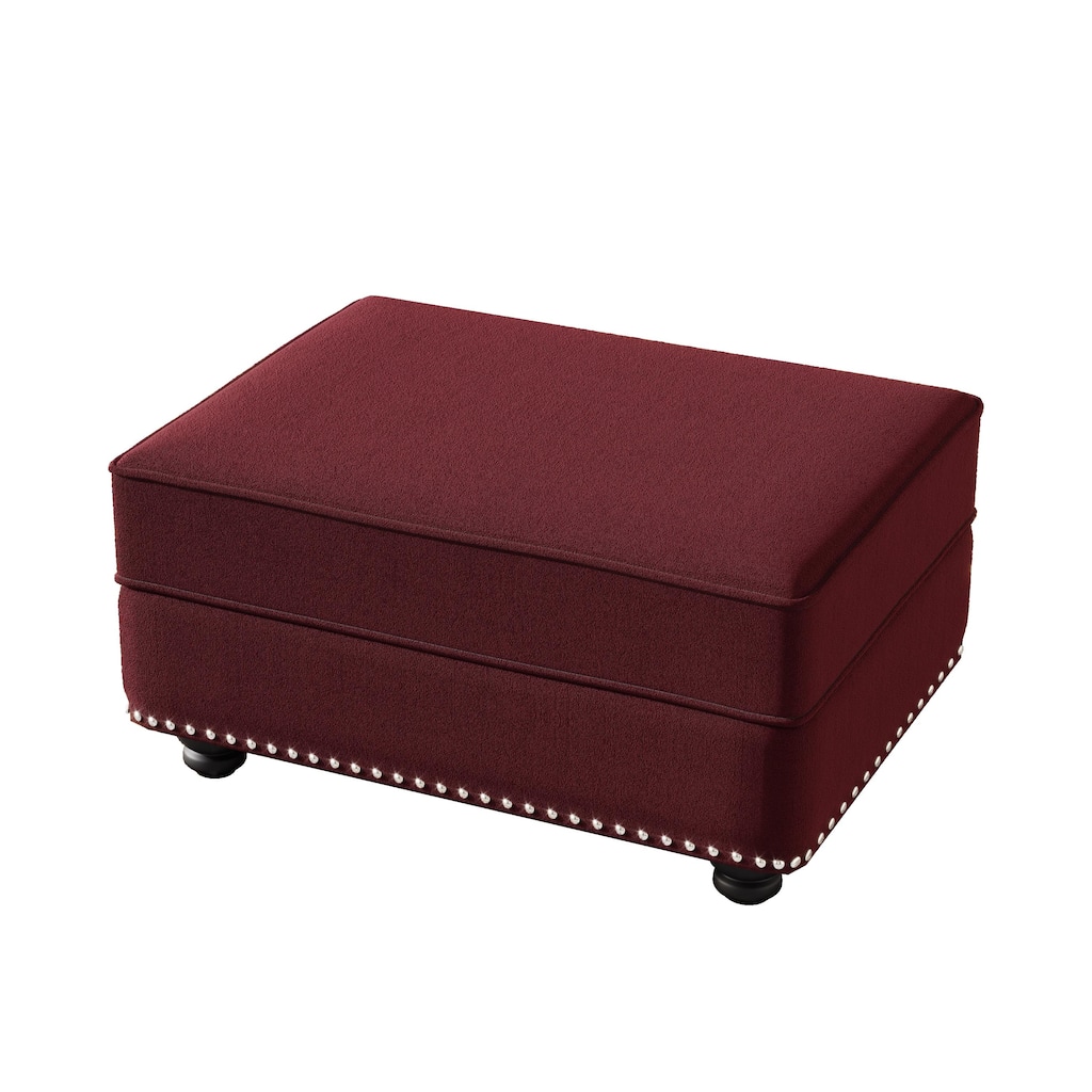 GDFStudio - Velvet Upholstered Modular Ottoman with Solid Wood Frame