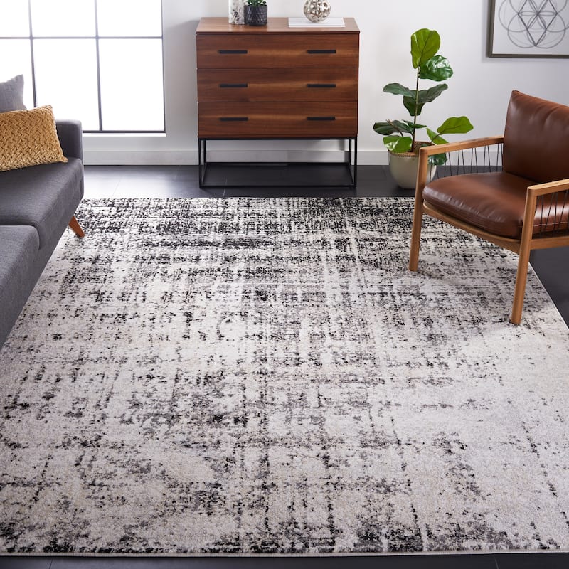 SAFAVIEH Adirondack Lida Modern Abstract Distressed Rug - 11' x 15' - Silver/Black - Rectangle