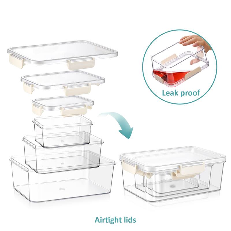 Sorbus BPA-Free Food Storage Container Set, Stackable & Nestable Plastic Containers with Snap-On Lids