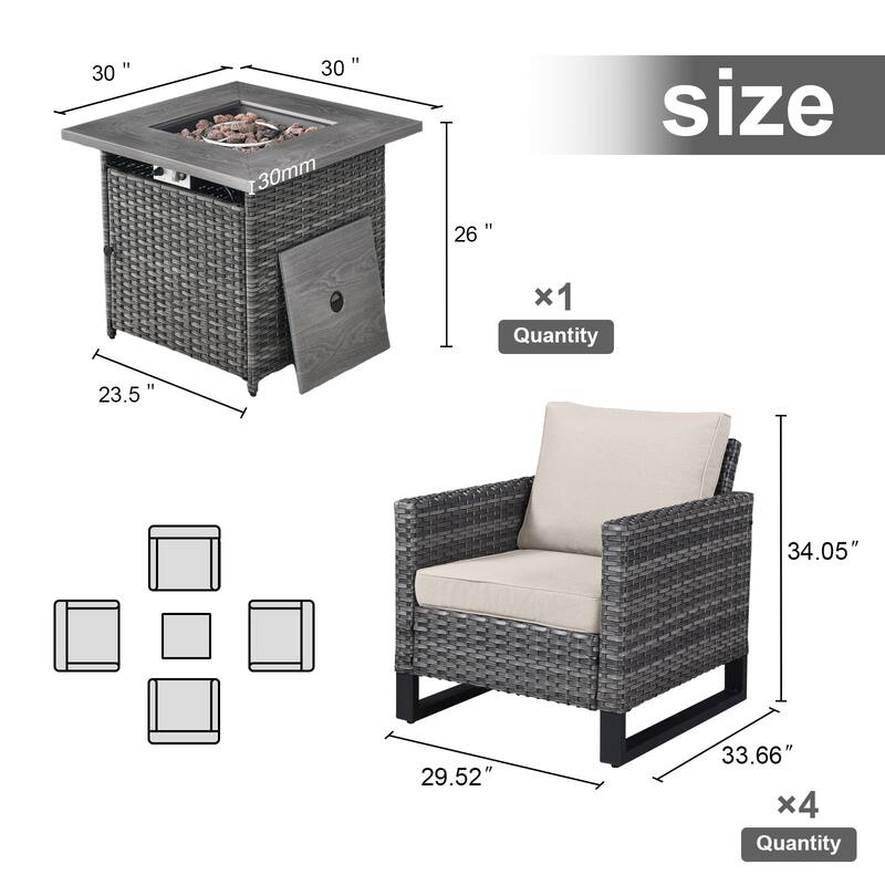 Gymojoy Outdoor Fire Pit Conversation Set, Patio Furniture with Cushions