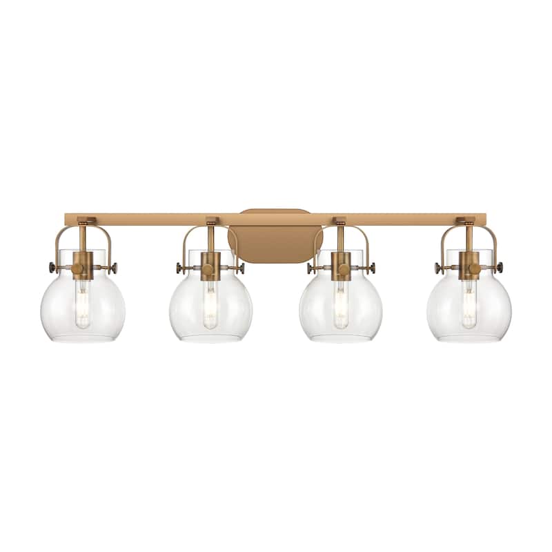 Innovations Lighting Pilaster II Sphere - 4 Light 6" Wall-Mounted Bath Vanity Light.