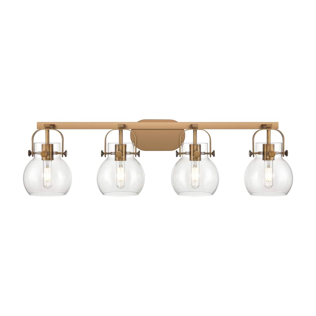 Innovations Lighting Pilaster II Sphere - 4 Light 6" Wall-Mounted Bath Vanity Light.