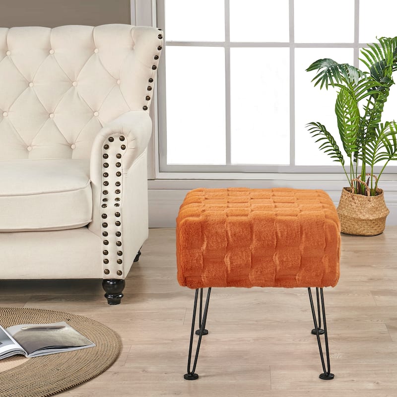 Home Soft Things Brick FauxFur Stool Soft Ottoman Furry Padded Seat