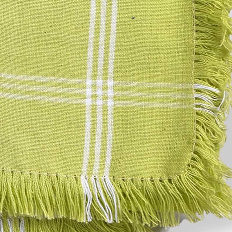 Solid Green with White Border Stripe Cotton Machine Washable Napkin Set of 4 Citron - 20 x 20