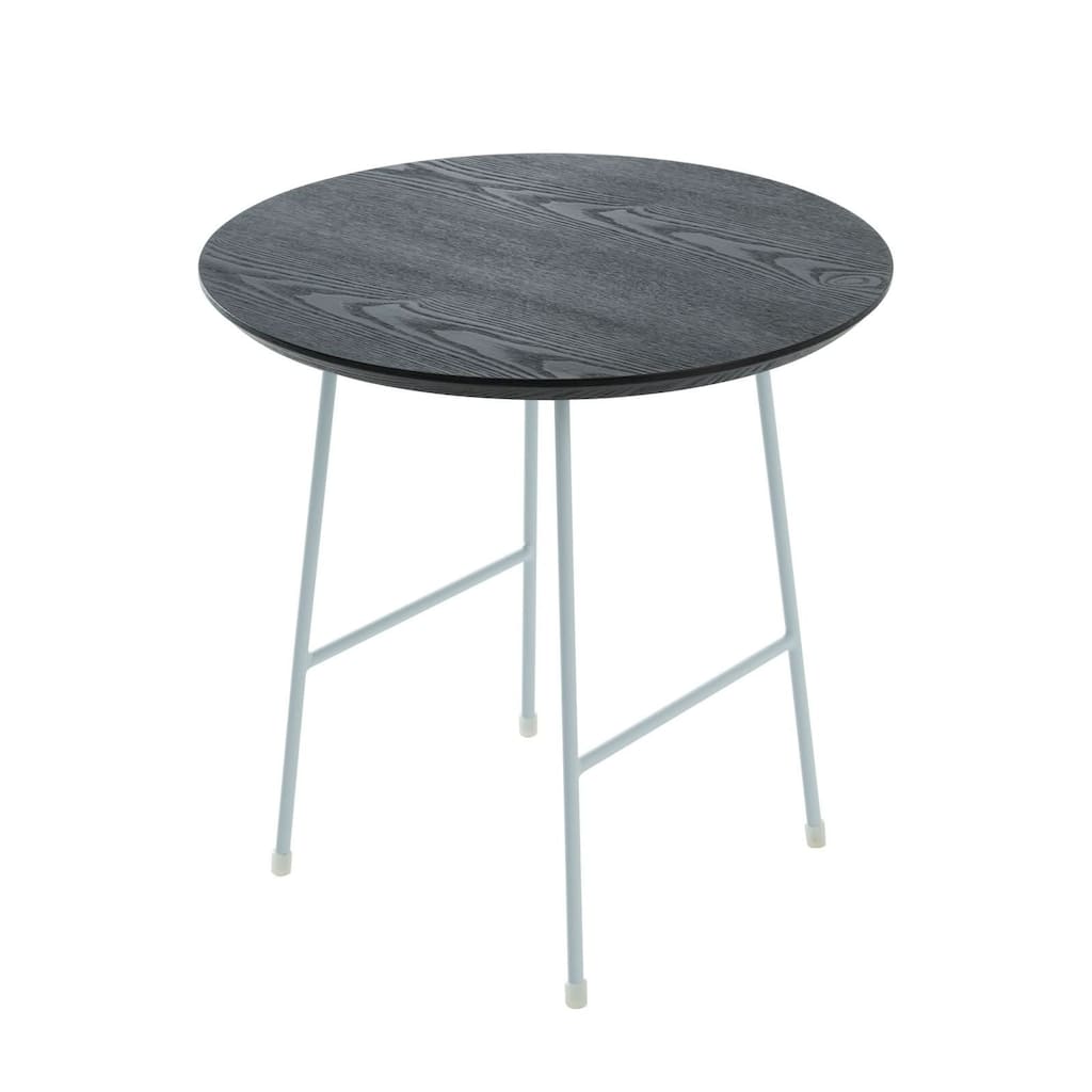 Rossmore Round Side Table MDF Wood Tabletop and White Stainless Steel Frame Accent End Tables