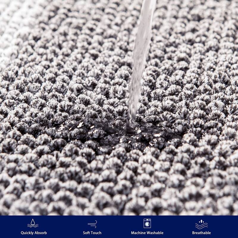 Subrtex Rugs Chenille Gradient Stripe Pattern Soft Plush Bath Rug Shower Water Absorbent Mat