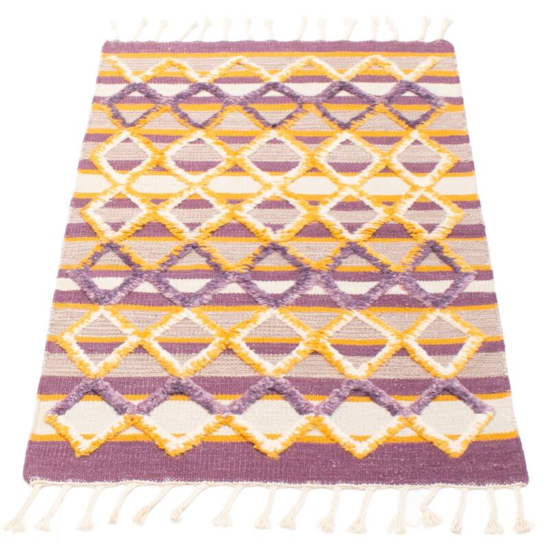 ECARPETGALLERY Hand-knotted Marrakech Purple Wool Kilim - 3'1 x 5'5