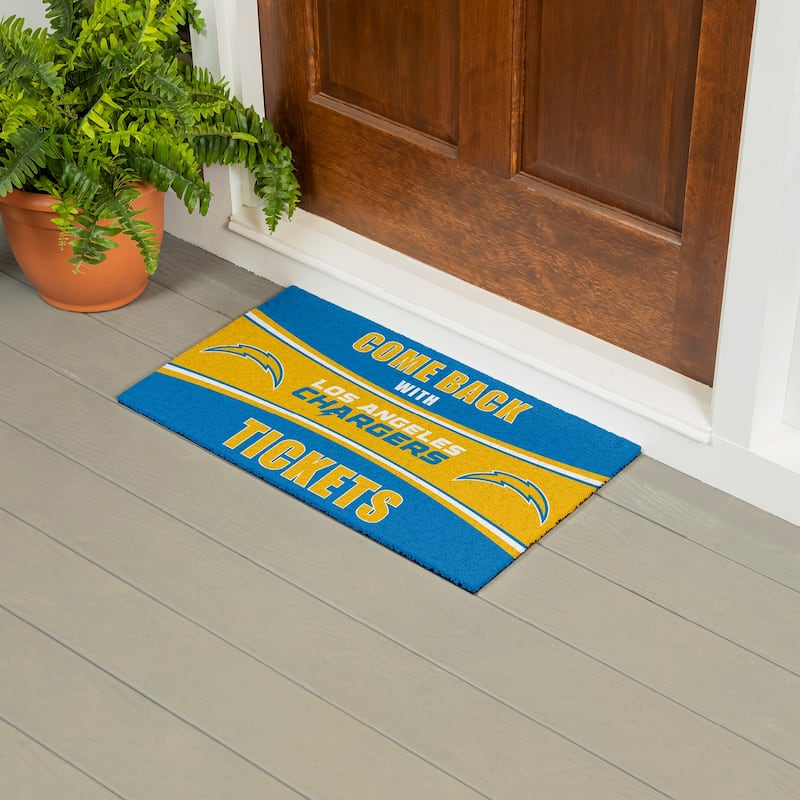 Los Angeles Chargers 28 in. x 16 in. PVC "Come Back With Tickets" Trapper Door Mat