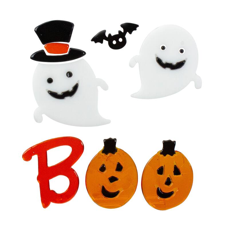 9-Piece Pumpkin and Ghost "Boo" Halloween Gel Window Clings