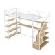 preview thumbnail 7 of 12, Twin Metal Loft bed with Staircase, Built-in Desk and Shelves, White