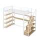 preview thumbnail 10 of 8, Twin Size Loft Bed with Desk and Storage Shelves,Metal High Loft Frame