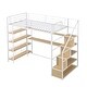 preview thumbnail 5 of 10, Twin Size Loft Kids Bed Frame with Staircase, Built-in Desk, and 4-Tier Storage Shelves for Optimal Space Utilization, White