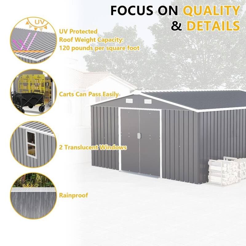 Modern Metal Storage Sheds with Two Daylight Windows and UV Coating Protection