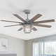 preview thumbnail 3 of 42, 52/66-In Farmhouse Style Industrial Windmill Large Ceiling Fan with Light and Remote 52in with metal glass shade - Grey/Wood