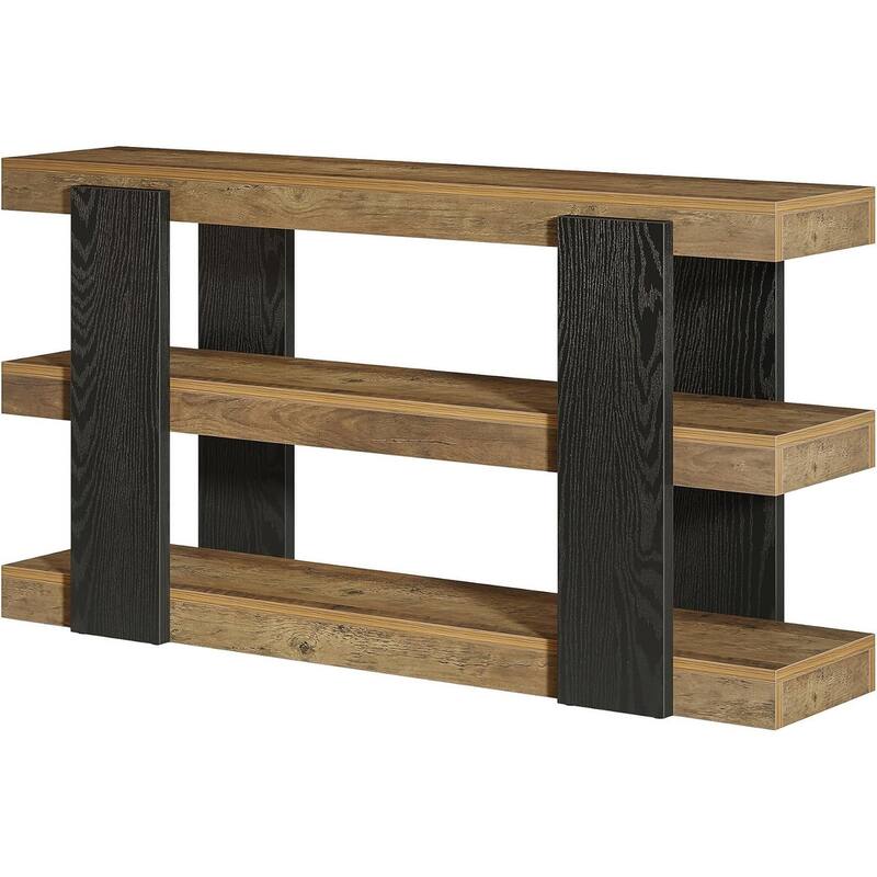 63-Inch Long Console Table, 3-Tier Entryway Table with Storage, Farmhouse Wood Behind Couch Tables
