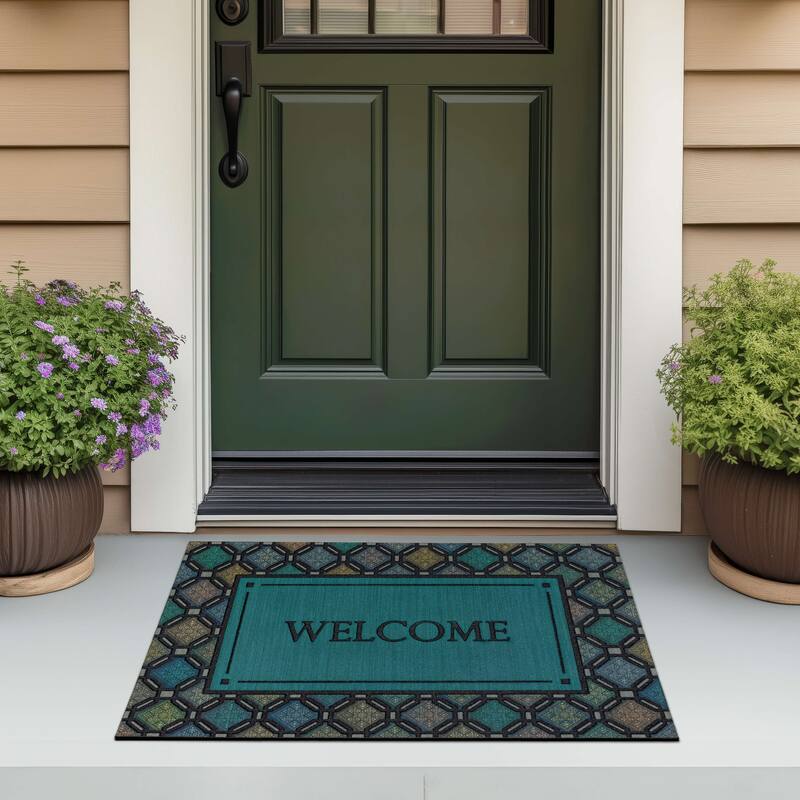 Mohawk Home Fret Charm Welcome Multi 1'11" X 2'11" Door Mat - 1'11" x 2'11"