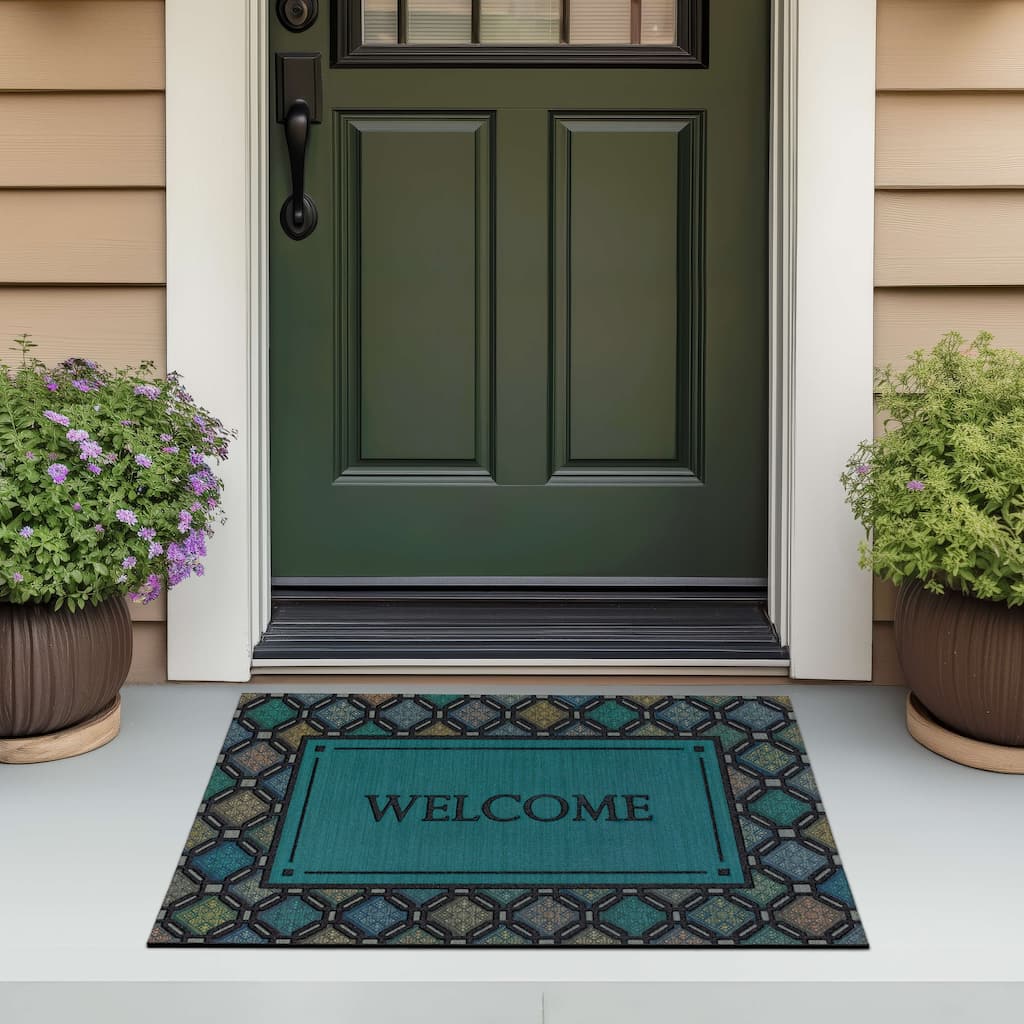 Mohawk Home Fret Charm Welcome Multi 1'11" X 2'11" Door Mat - 1'11" x 2'11"