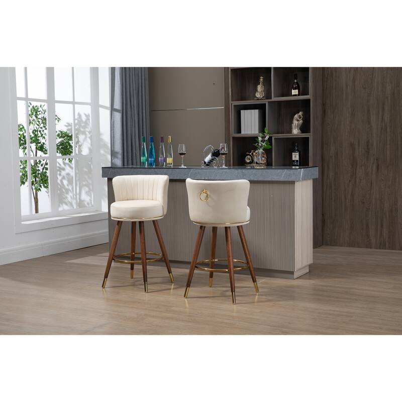Counter Height Bar Stools Set of 2 for Kitchen Counter Solid Wood Legs