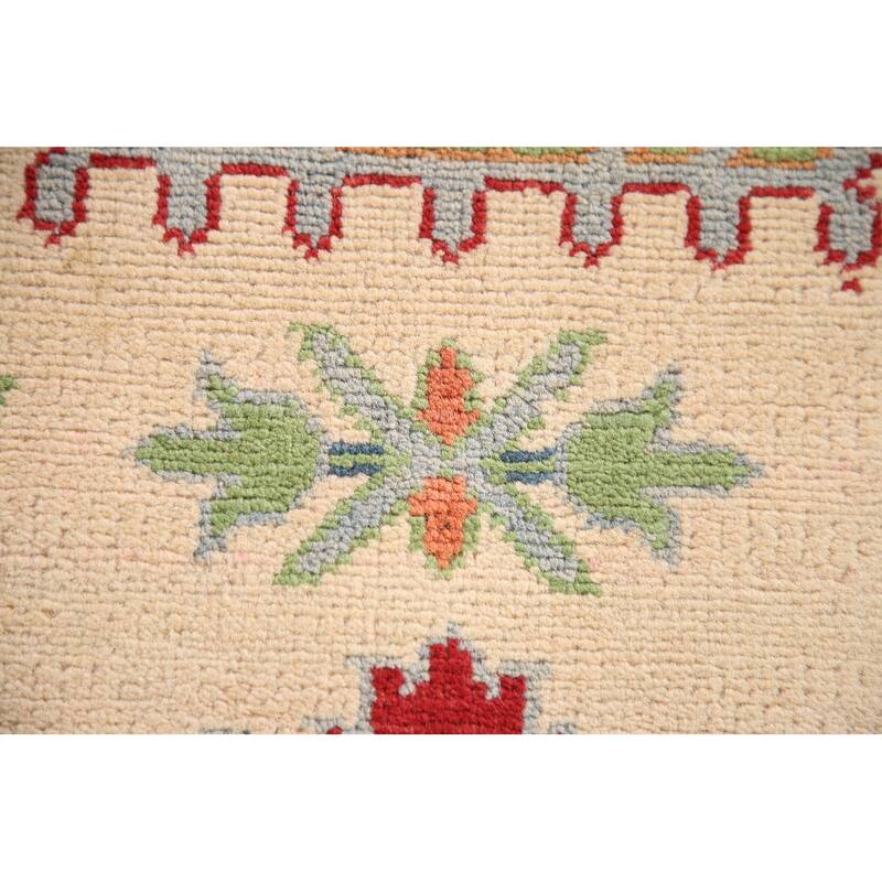 Geometric Kazak Oriental Accent Rug Handmade Wool Carpet - 3'4"x 5'0"