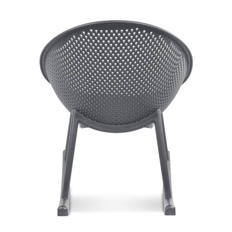 Patio Rocking Chairs | Oval Egg Shaped Lounge Rocker | All Weather Plastic | Modern Accent Side Chair for Indoor or Outdoor Use
