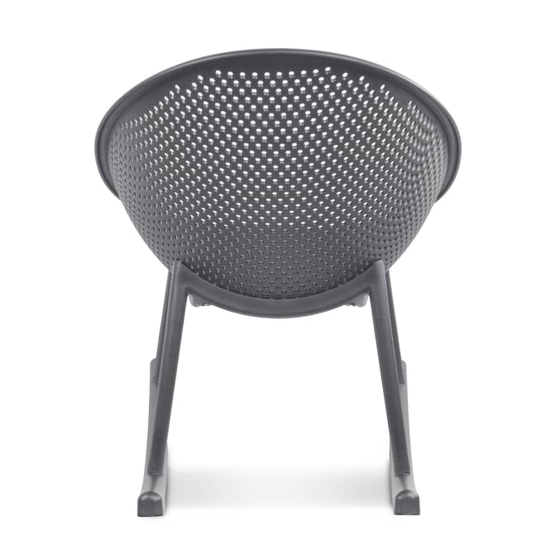 Set of 2 Mid-Century Modern Rocking Lounge Chairs – Egg-Shaped Breathable Plastic Seat with Durable Plastic Base, Accent Seating