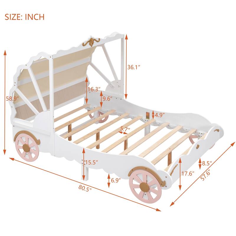Wood Platform Car Bed with 3D Carving Pattern Bed Bath & Beyond