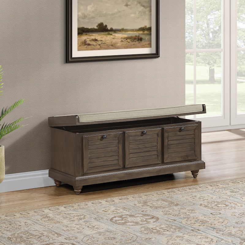 Dover White Wash Entryway Storage Bench - Dark Walnut