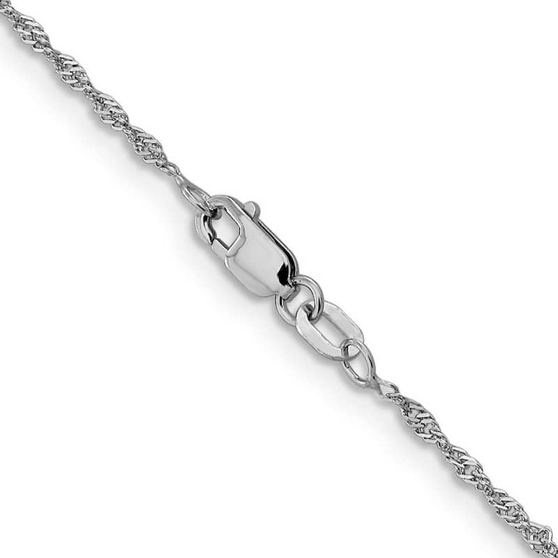 Curata Italian 14k White Gold 1.3mm Polished Singapore Chain Necklace (Lobster) Options: 16 18 20 24