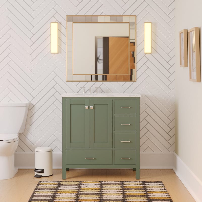 KitchenBathCollection Horizon 36" Bathroom Vanity with Engineered Carrara Top