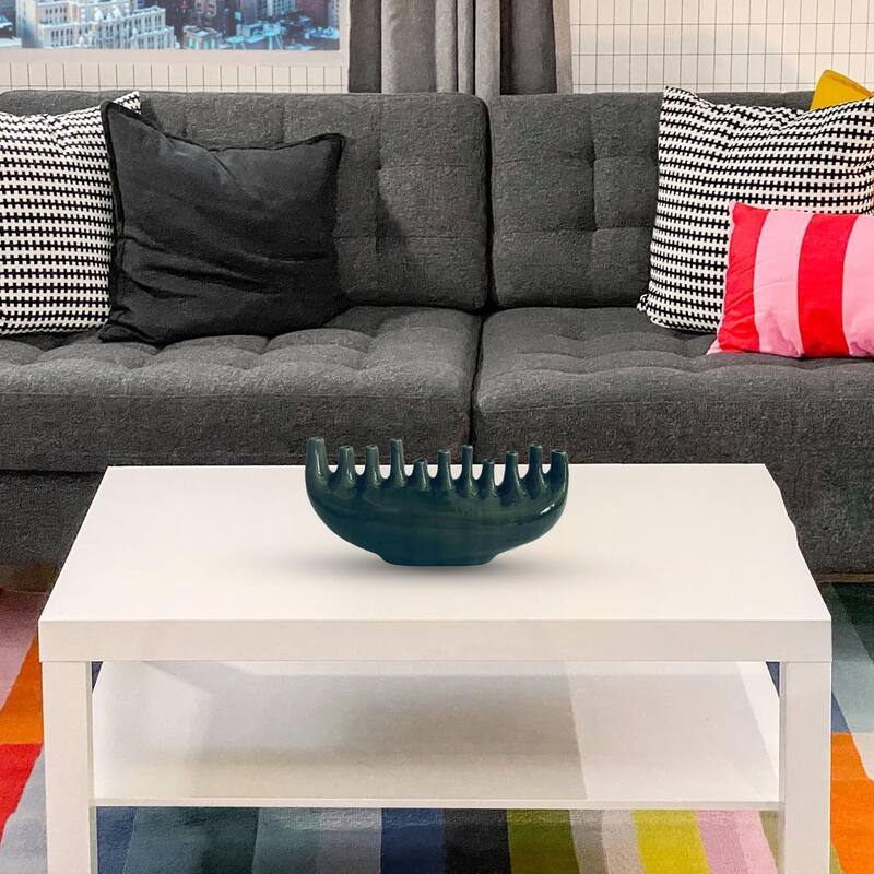 Modern Ceramic Candelabra Centerpiece 18" Textured Candle Holder Decor