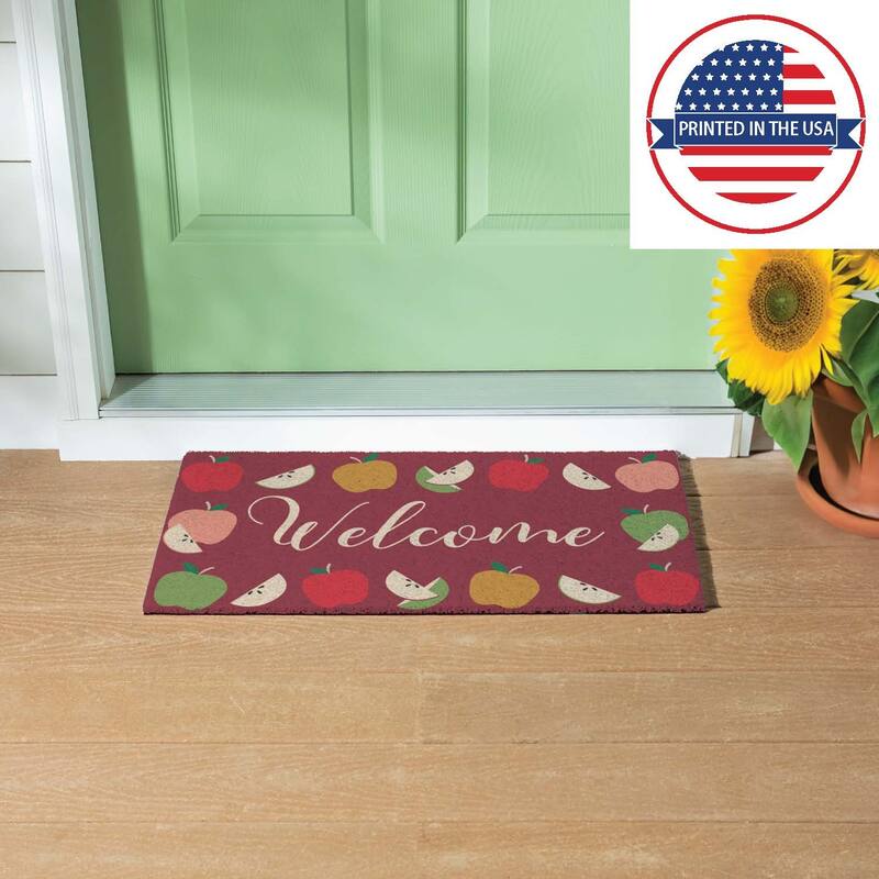 Maroon ad White 18 in. x 30 in. PVC Harvest Welcome Door Mat