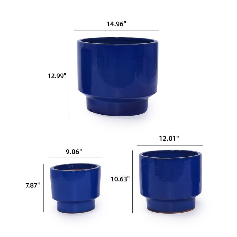 Handmade Indoor/Outdoor Ceramic Planter Set with Earthy Glossy Finish