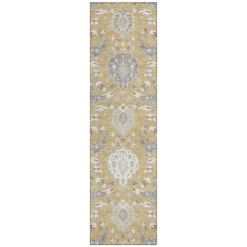 Machine Washable Indoor/ Outdoor Traditional Kashan Chantille Rug
