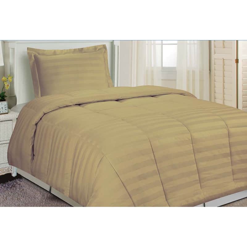 Damask Stripe 3-piece Duvet Cover Set - Mocha - Twin - 2 Piece
