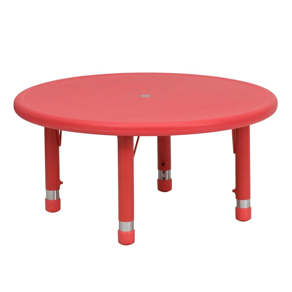 33" Round Plastic Height Adjustable Activity Table - School Table for 4