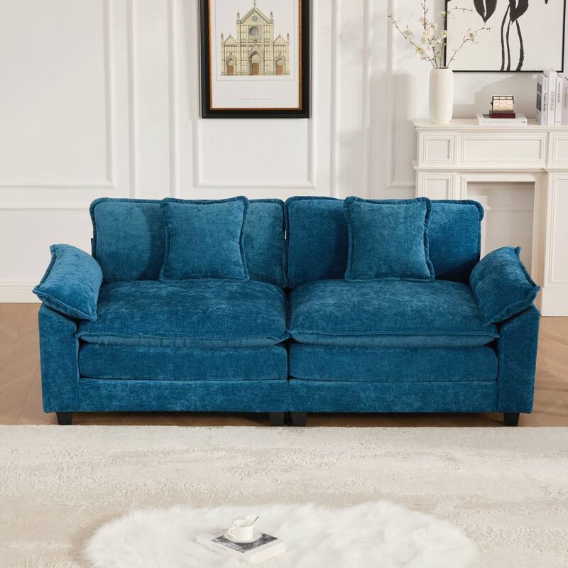Modern Sectional Couch, for Living Room Bedroom and Apartment, Comfy Double Layer Upholstered Seat Cushion