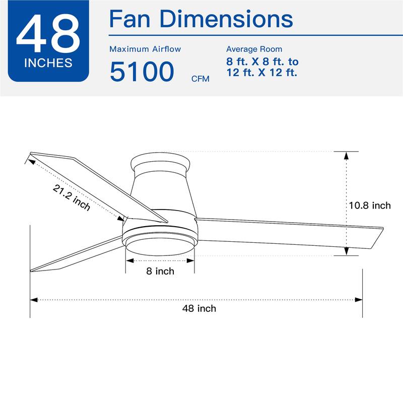 48" Bruched Nickel Lowe Profile Ceiling Fan with Light