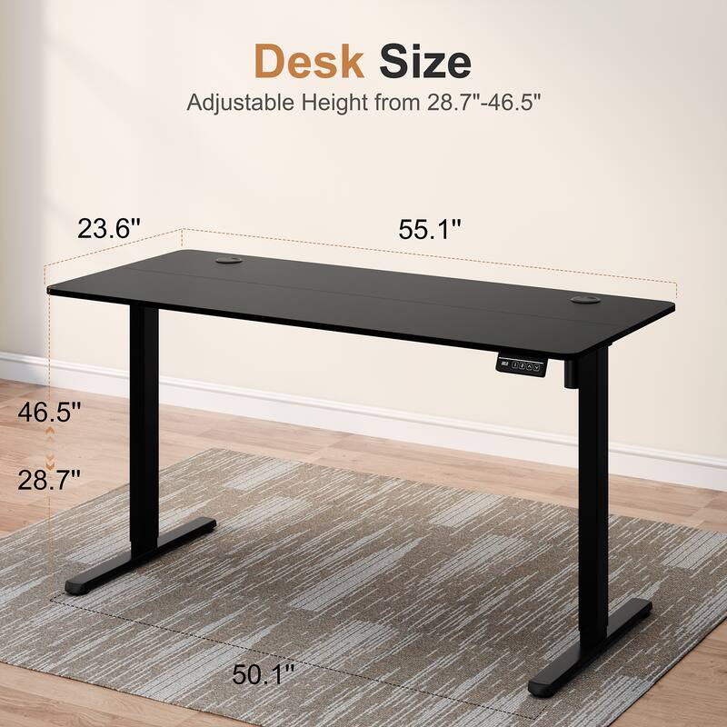 Electric Standing Desk, Height Adjustable Desk with Memory Preset and LED Display
