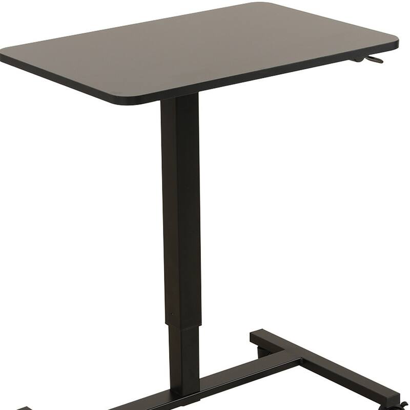 HomeRoots Adjustable Black Wood and Stainless Steel Rolling Standing Desk