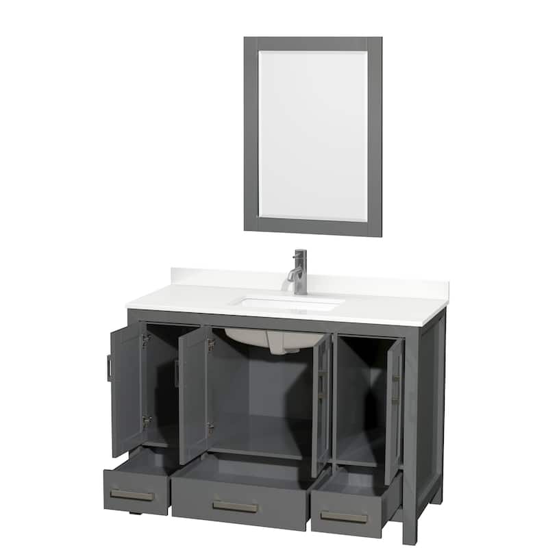 Sheffield 48-inch Single Vanity, Single Hole Quartz Top,24-inch Mirror
