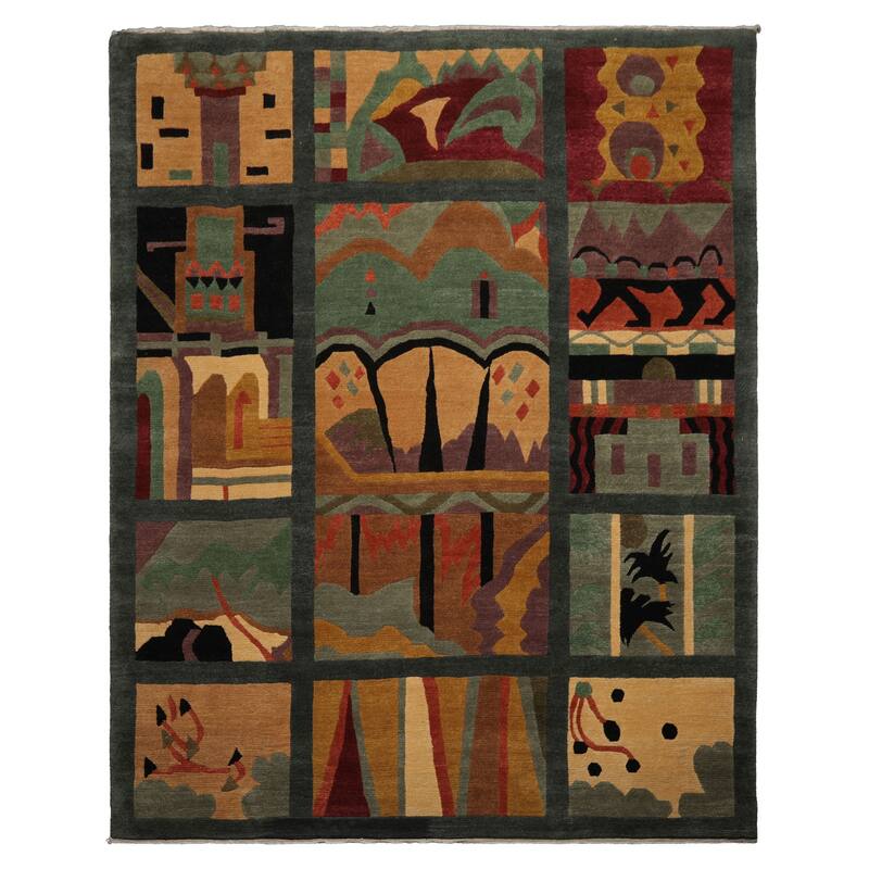 8x9'11'' Hand Knotted Wool Teal Tibetan Plush Pile Tufenkian Wash Rug - 8' x 9' 11'' - 8'  x 9' 11''