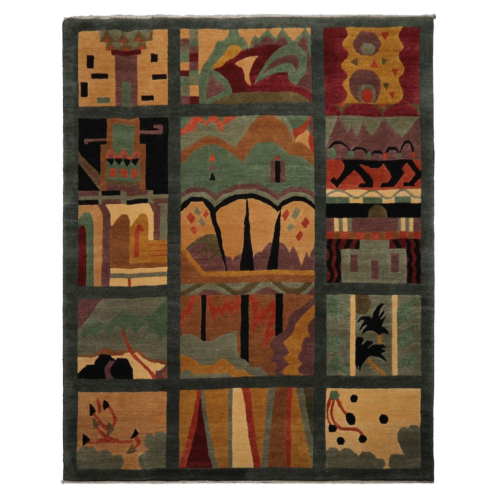 8x9'11'' Hand Knotted Wool Teal Tibetan Plush Pile Tufenkian Wash Rug - 8' x 9' 11''
